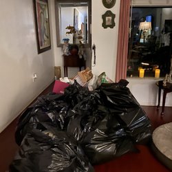 PsychSolutions - Garbage collected , bags and Bach's of construction black bags full of garbage