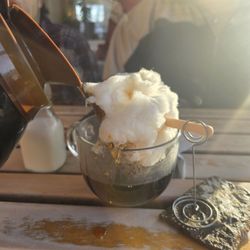 Peace, Love & Waffles - Coffee cloud... made of maple, it melts when coffee is poured over it
