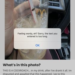 McDonald's - I found a cockroach in my Coffee.