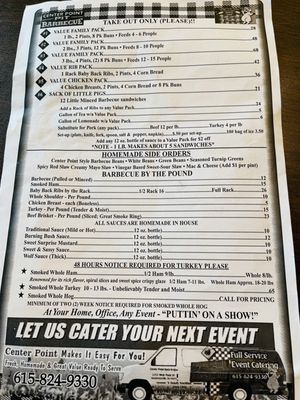 Menu photo 2 Center Point Barbecue Hendersonville, TN
