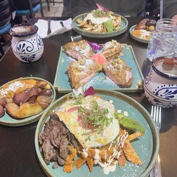 The Brunch Spot - Chipotle chilaquiles and red chilaquiles. Guava French toast. El Beso coffee. - Breakfast & Brunch Near Me - Hemet, California The Brunch Spot - Chipotle chilaquiles and red chilaquiles. Guava French toast. El Beso coffee. - Breakfast & Brunch Near Me - Hemet, California
