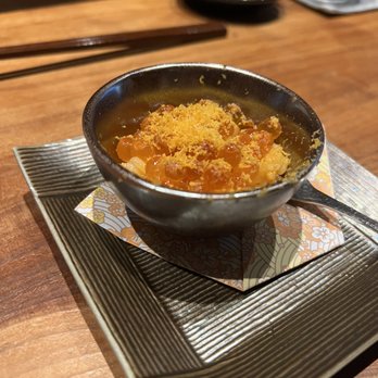 Hinata - One of the richest bites of the meal; Uni rice with salmon roe and dried Uni shavings. - Sushi Bars Near Me - San Francisco, California Hinata - One of the richest bites of the meal; Uni rice with salmon roe and dried Uni shavings. - Sushi Bars Near Me - San Francisco, California