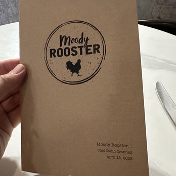 Moody Rooster - Cover page of the menu - New American Near Me - Westlake Village, California