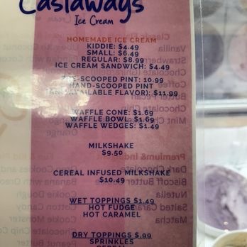 Castaways Ice Cream - Pricelist - Ice Cream & Frozen Yogurt Near Me - Honolulu, Hawaii