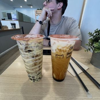 Leaf N Cream - Left: Oreo Brûlée Boba Milk Right: Dirty Milk Tea - Bubble Tea Near Me - Tustin, California Leaf N Cream - Left: Oreo Brûlée Boba Milk Right: Dirty Milk Tea - Bubble Tea Near Me - Tustin, California