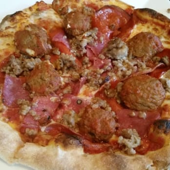 Fire Works Pizza - Quattro Carne (pepperoni, salami, meatballs, and Italian sausage) - Pizza Near Me - Arlington, Virginia Fire Works Pizza - Quattro Carne (pepperoni, salami, meatballs, and Italian sausage) - Pizza Near Me - Arlington, Virginia