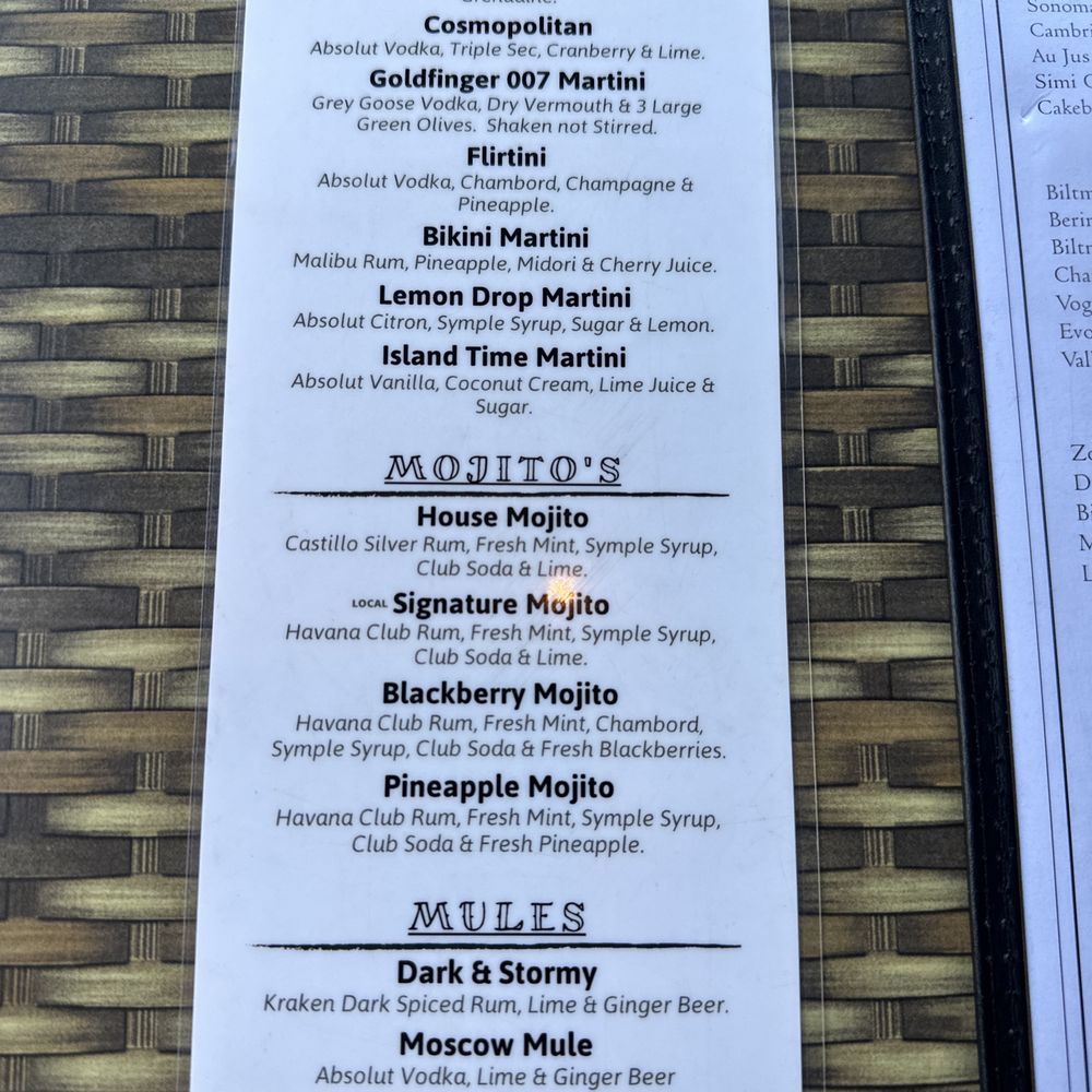 Havana's - Martini, mojito and mule menu - Seafood Near Me - Carolina Beach, North Carolina