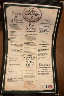 Menu photo 6 The Cottage Irish Pub San Antonio, TX