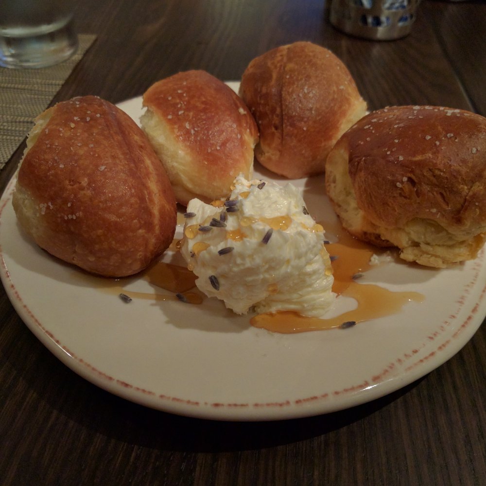 SweetFire Kitchen - Bread and butter with lavender-infused honey - New American Near Me - San Antonio, Texas SweetFire Kitchen - Bread and butter with lavender-infused honey - New American Near Me - San Antonio, Texas