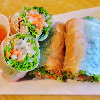 Saigon Star - Double delight (egg rool inside and spring roll). Would've been better if the egg roll was centered instead of off to the side. - Vietnamese Near Me - San Diego, California