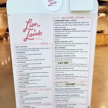 Lion and Lamb Coffee Roasters - Their current menu (November 2025). - Coffee Roasteries Near Me - Fullerton, California Lion and Lamb Coffee Roasters - Their current menu (November 2025). - Coffee Roasteries Near Me - Fullerton, California