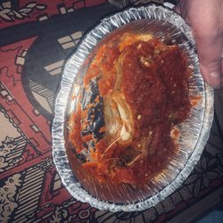 La Florentina Restaurant - Eggplant Rollatini-Red Sauce, aka, Gravy. Blew my mind! Brought me back to Italy. Dish delicious btw. Delivery from La Florentina!