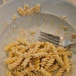 Notice the normal fettucine noodles on the edge of the plate. Notice the normal fettucine noodles on the edge of the plate.