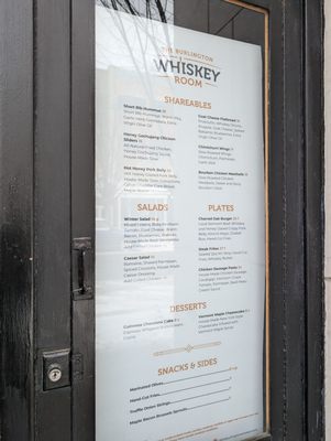 Menu photo 1 The Whiskey Room Burlington, VT Menu photo 1 The Whiskey Room Burlington, VT