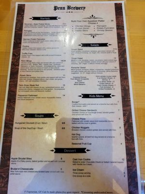 Menu photo 3 Penn Brewery Pittsburgh, PA