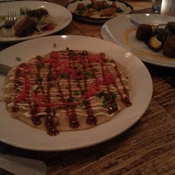 Odd Duck - Seafood okonomiyaki in the forefront, with pork belly, pigs feet and sweet potatoes playing supporting roles - New American Near Me - Milwaukee, Wisconsin Odd Duck - Seafood okonomiyaki in the forefront, with pork belly, pigs feet and sweet potatoes playing supporting roles - New American Near Me - Milwaukee, Wisconsin
