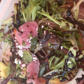 Buccaneer Cafe - AVOCADO TOAST (sourdough, avocado, mixed greens, vinaigrette, pickled onions, cilantro, tomato, queso fresco, and balsamic) with bacon add - Breakfast & Brunch Near Me - Oceanside, California
