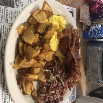 Jolly Plate - I had the jollier breakfast and man it was delicious. Scrambled eggs, bacon, potatoes, a pancake plus the best Corned Beef hash. - Breakfast & Brunch Near Me - Scottville, Michigan Jolly Plate - I had the jollier breakfast and man it was delicious. Scrambled eggs, bacon, potatoes, a pancake plus the best Corned Beef hash. - Breakfast & Brunch Near Me - Scottville, Michigan