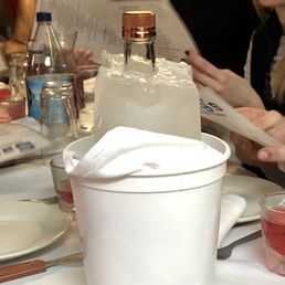 Photo of Sammy's Roumanian Steakhouse - New York, NY, United States. Vodka in ice!  Yes please!!