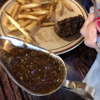 The Steakhouse - Petite filet with fries and gravy. - Steakhouses Near Me - Wells, Maine