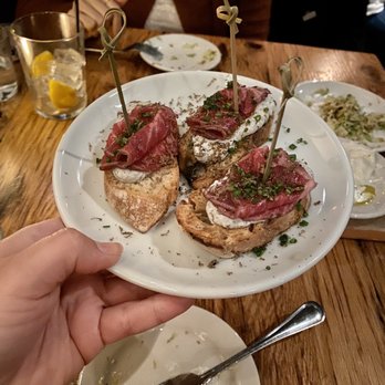 Cafe Ba-Ba-Reeba! - Wagyu Beef Carpaccio on House Bread, Whipped Ricotta & Fresh Black Truffle - Spanish Near Me - Chicago, Illinois