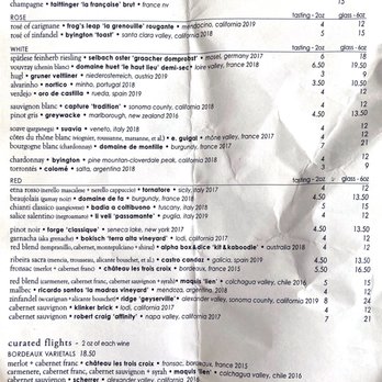 Amuse Wine Bar - Wine by the glass menu Jul 2021 - Wine Bars Near Me - Honolulu, Hawaii