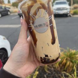 Coffee mudslide with coconuts jelly and boba
