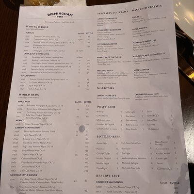 Menu photo 3 Birmingham Pub Birmingham, MI
