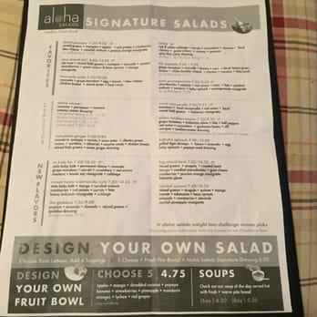 Aloha Salads - Menu as of 2015 - Sandwiches Near Me - Kapolei, Hawaii Aloha Salads - Menu as of 2015 - Sandwiches Near Me - Kapolei, Hawaii