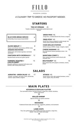 Menu photo 8 Fillo Modern Greek  Cincinnati, OH