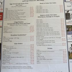 Tammy's Diner - Breakfast menu. We ordered breakfast during lunch hours.