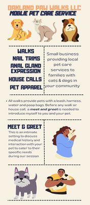 Prices and Services offered - For all inquiries please email or call. You can also check out my IG: @oaklandpawwalks for live videos and pictures of my sessions in action Prices and Services offered - For all inquiries please email or call. You can also check out my IG: @oaklandpawwalks for live videos and pictures of my sessions in action