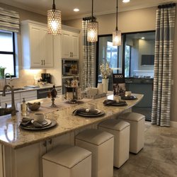 Decorating Den Interiors - Kitchen drapery, stools and lighting
