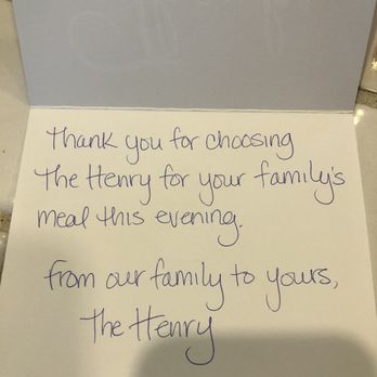 The Henry - Hand written thanks. - New American Near Me - Phoenix, Arizona