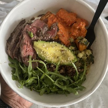 Flower Child - Mother Earth bowl with steak - Salad Near Me - Houston, Texas