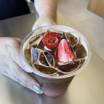 Three Fields Coffee - Strawberry Espresso Tonic - Coffee & Tea Near Me - Alhambra, California Three Fields Coffee - Strawberry Espresso Tonic - Coffee & Tea Near Me - Alhambra, California