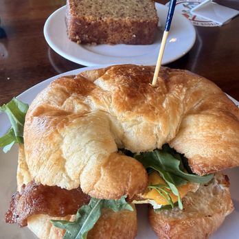 Press and Grind Cafe - Breakfast Croissant & Banana Coconut Bread (VG) - Coffee & Tea Near Me - Fort Lauderdale, Florida