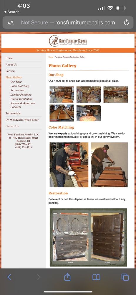 Ron's Furniture Repairs - upholstery in Kailua, HI