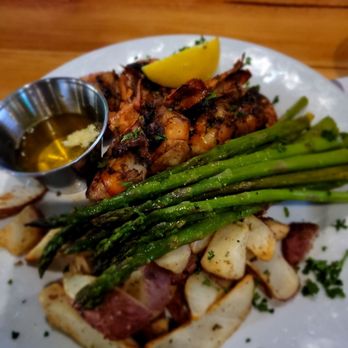 Fast Eddies - Chargrilled shrimp, potatoes and asparagus...YUMMY - New American Near Me - Ocean City, Maryland Fast Eddies - Chargrilled shrimp, potatoes and asparagus...YUMMY - New American Near Me - Ocean City, Maryland