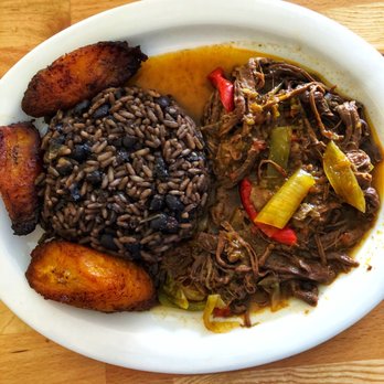 El Cubano - Ropa Vieja with moros cristianos and plantains. - Cuban Near Me - Valencia, California El Cubano - Ropa Vieja with moros cristianos and plantains. - Cuban Near Me - Valencia, California