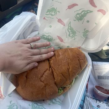 El Amigo Feliz - It's huge! I wasn't expecting that, and they don't skimp at all, it's full to spilling. Carne asada torta - Mexican Near Me - Hazen, Arkansas