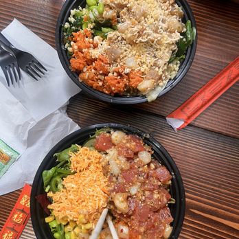 Poke Haven - 3 protein bowl. Spicy tuna, albacore, and scallops - Poke Near Me - Rancho Cucamonga, California Poke Haven - 3 protein bowl. Spicy tuna, albacore, and scallops - Poke Near Me - Rancho Cucamonga, California