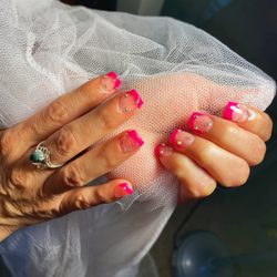 Nails by thelme - Pink bling frenchies