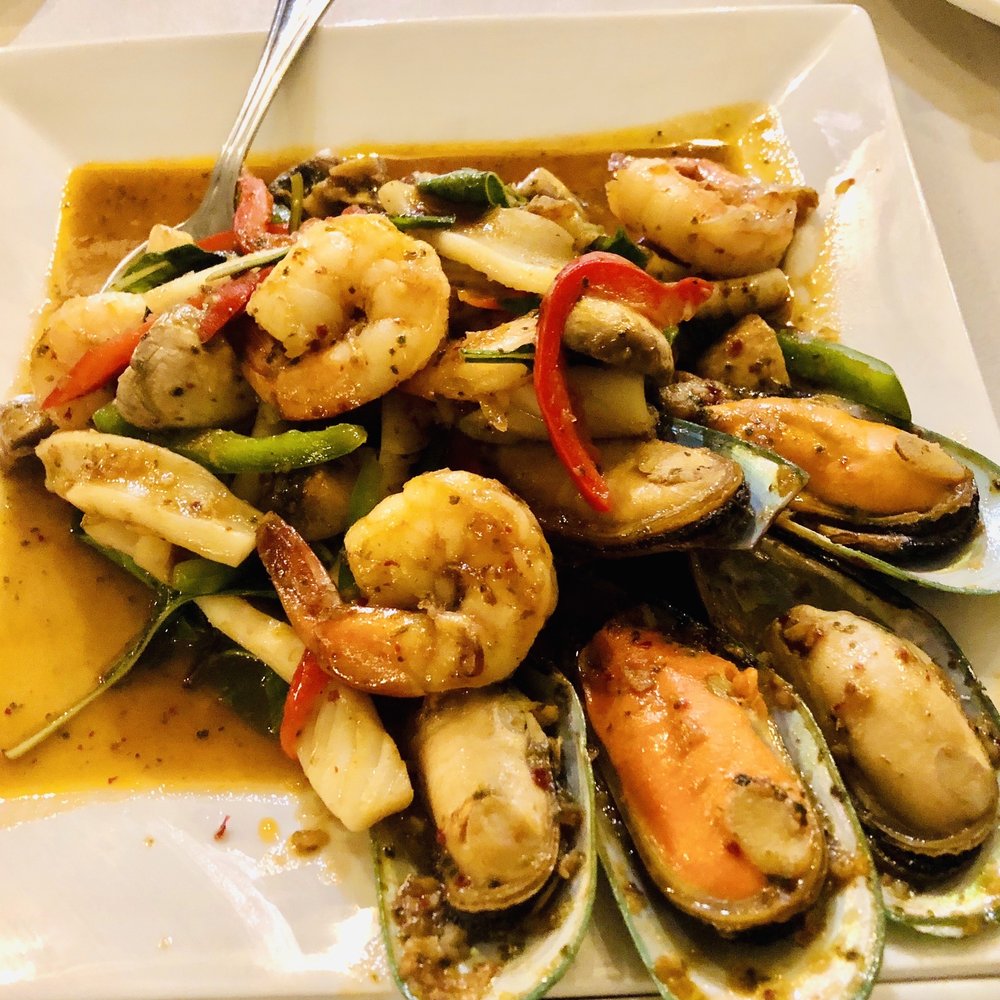Coconut Cafe - Pad talay(seafood stir fry) - Laotian Near Me - Merced, California Coconut Cafe - Pad talay(seafood stir fry) - Laotian Near Me - Merced, California