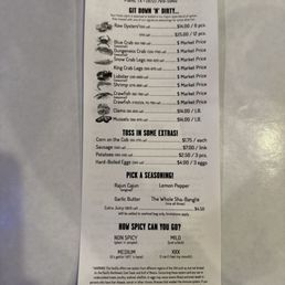 Front of menu.