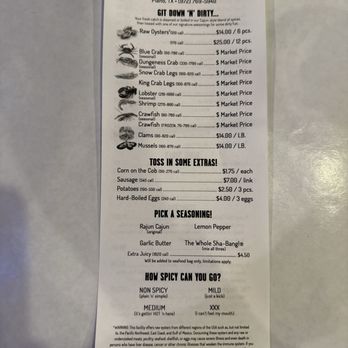 The Boiling Crab - Front of menu. - Seafood Near Me - Plano, Texas