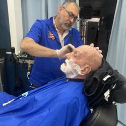 All Stars Barber Shop - Haircut and a hot shave for Dad's 90th birthday! The guys at All Stars Barber Shop in Dedham MA are great! So nice to my Dad!