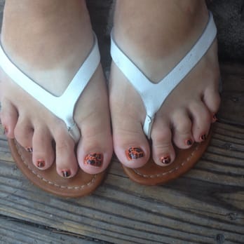 Tranie Nails - My friends festive orange with black crackle toes :) - Nail Salons Near Me - La Mesa, California Tranie Nails - My friends festive orange with black crackle toes :) - Nail Salons Near Me - La Mesa, California