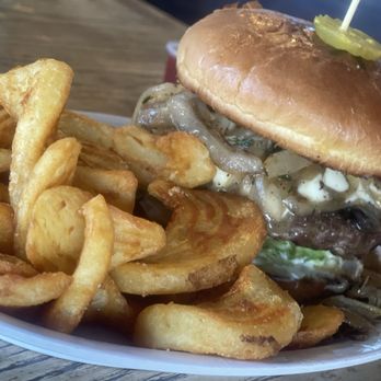 HD Burger & More - Mushroom Burger w/Sidewinder Fries - New American Near Me - Antioch, California HD Burger & More - Mushroom Burger w/Sidewinder Fries - New American Near Me - Antioch, California