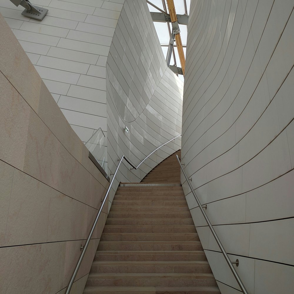 Fondation Louis Vuitton - Stairs leading to different floors is the terrace - Art Galleries Near Me - Paris, 75